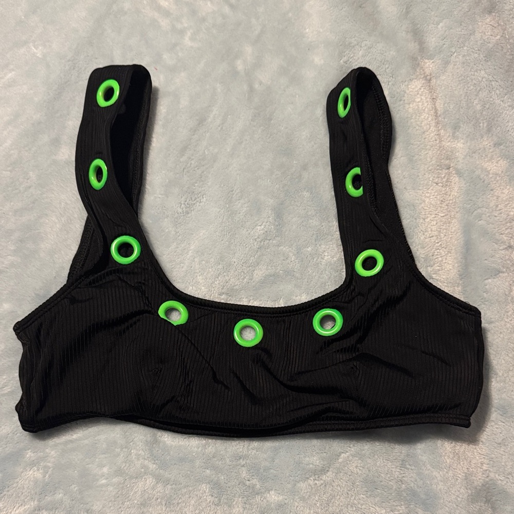 NOBO Black Swim Coverup Top with Green Accents